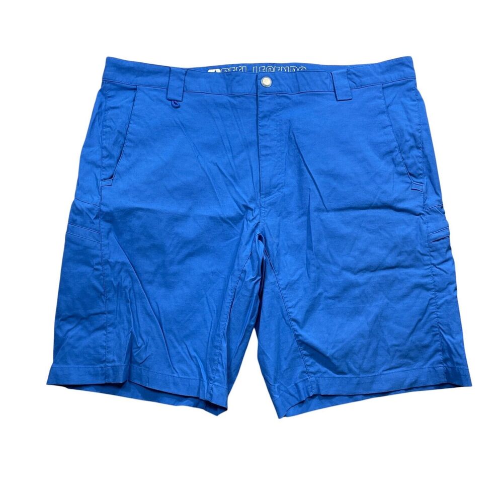 Reel Legends Mens 42‎ Shorts Blue Nylon Blend Pockets Zipper Closure Bermuda